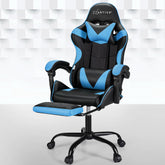 Artiss 2 Point Massage Gaming Office Chair Footrest Cyan Blue Chez Guru